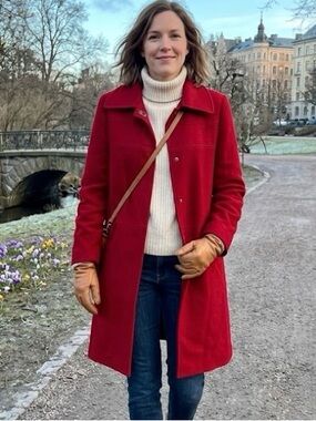 Jessica Deep Cherry Red Wool Blend Car Coat Peacoat Statement Quite Luxury Paris